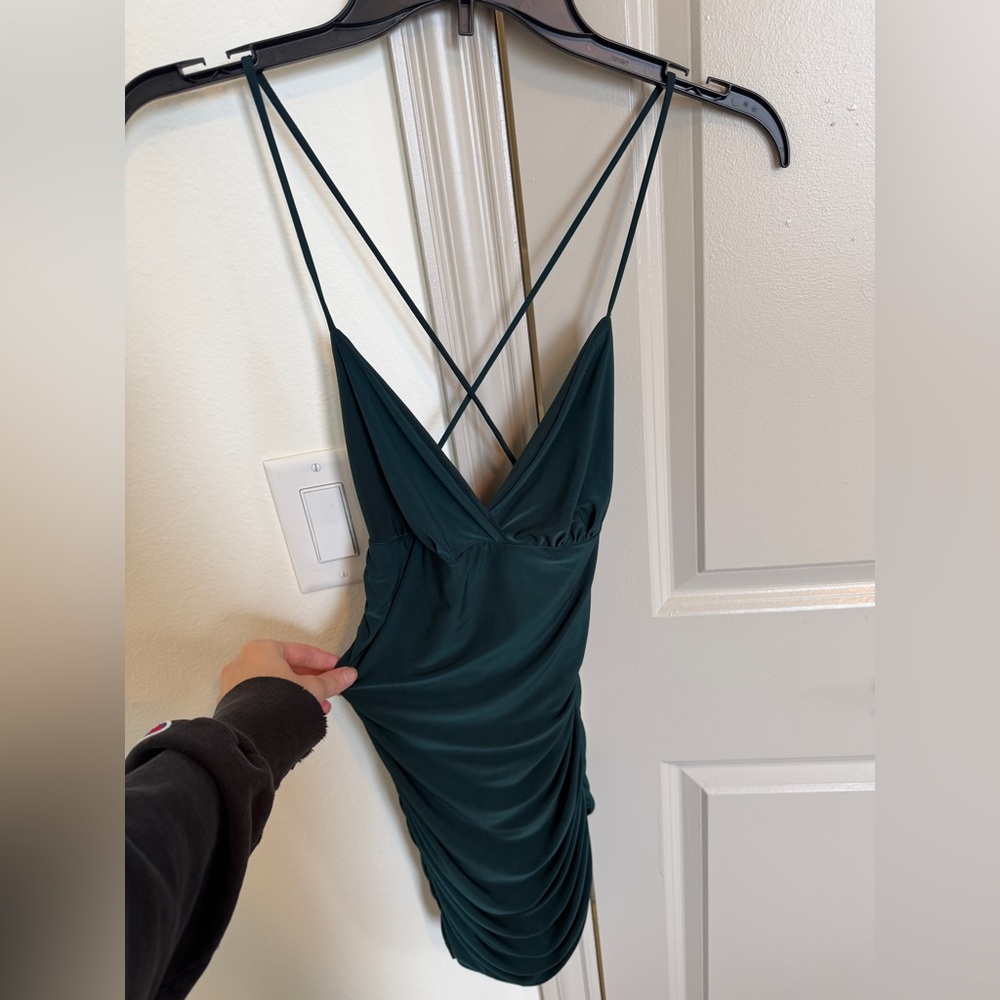 Windsor Spaghetti-Strap Bodycon Dress in Dark Teal
